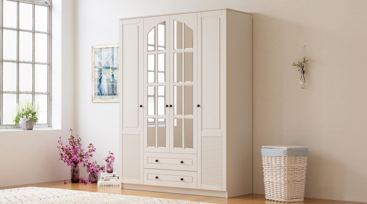 Dulap pentru haine, Hanah Home, Rb-113, 140x210x52 cm, Alb mat - imagine 6